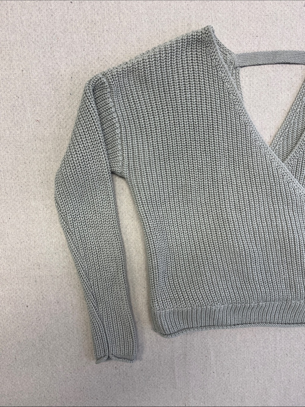moon & madison Sage Green Crossover V-Neck Sweater - Picture 5 of 10